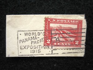 US - SCOTT#398 - EXPO STATION MACHINE CANCEL - CUT SQUARE - CAT VAL $75.00 (1)