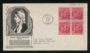 US 885 M=8 James Whistler Famous American Anderson cachet FDC ADDR 