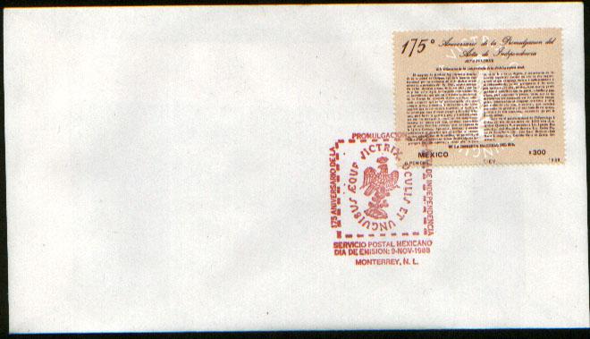 MEXICO 1570 FDC 175th Anniv of the Act of Independence F-VF