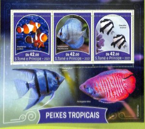 A8625 - S.TOME -  ERROR MISPERF Stamp Sheet - 2021 FISHES TROPICS