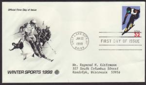 US Winter Sports 1998 PCS Typed FDC BIN