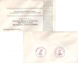 United States Indiana Hall R. Br. Monrovia 1966 violet double ring cds 1966-1...