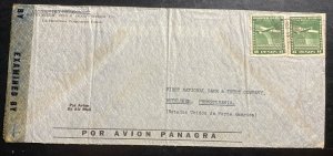 1944 La Higuera ChileCensored Airmail Cover To Bethlehem PA USA PANAGRA