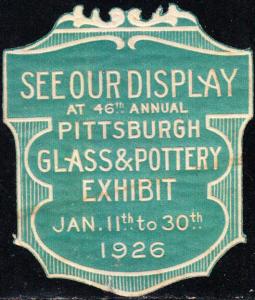 Pittsburgh Glass & Pottery Expo 1926 Die Cut Label