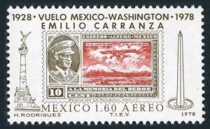 Mexico C569 3 stamps, MNH. Mi 1592. Flight Mexico to Washington by E. Carranza.