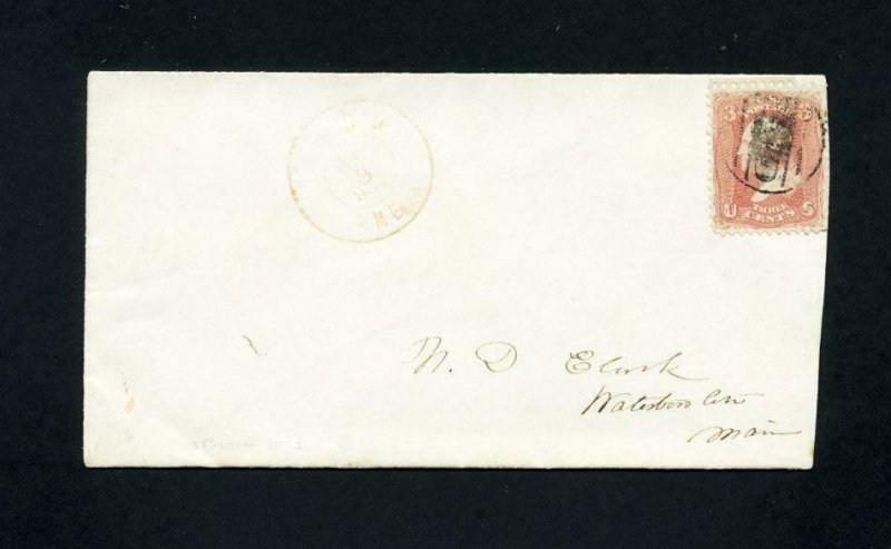 FREE SHIPPING - # 65 cover red cancel Waldo, ME, Dead Post Office - 1-8-1868