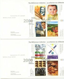 17x FDC Canada Stamp Souvenir Sheets - 1999-00 46c THE MILLENNIUM COLLECTION