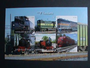 ​DJIBOUTI STAMP-2012 WORLD FAMOUS TRAINS RARE MNH IMPERF:  SHEET VERY FINE