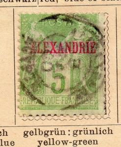 French Alexandria 1900 Early Issue Fine Used 5c. Optd 252236