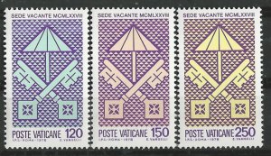 Vatican City # 635-37   Interregnum Issue 1978  (3)  Mint NH