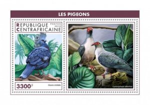 Central Africa - 2019 Pigeons on Stamps - Souvenir Sheet - CA18912b