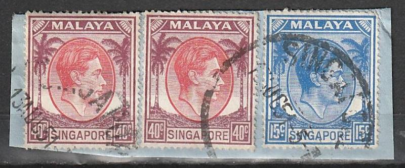 Singapore Perf 18 Used strip of 2 & single