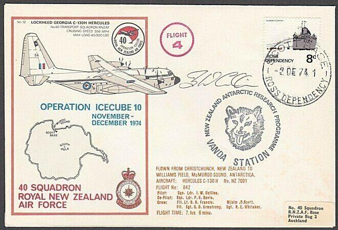 NEW ZEALAND ANTARCTIC 1978 RNZAF signed flight cover ex Scott Base.........27808