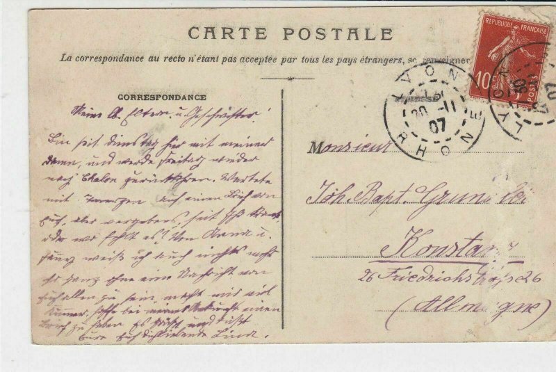 france 1907 bastille lyon  stamps card ref 20823 