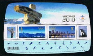 Vancouver Olympic = Souv Sh Overprinted with REAL GOLD = Canada 2010 MNH #2366c