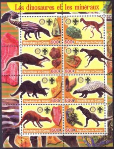 Congo 2004 Dinosaurs Minerals (I) Rotary Club Scouting Scouts Sheet MNH