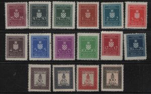 CROATIA O1-O16  MINT HINGED  SET