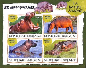 A7033 - TOGO, Error, 2014, MISPERF MINIATURE SHEET: Hippopotamus