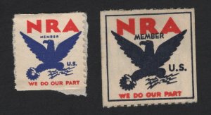 United States MINT 2 NATIONAL RECOVERY ACT NEW DEAL ERA STAMPS -  BARNEYS