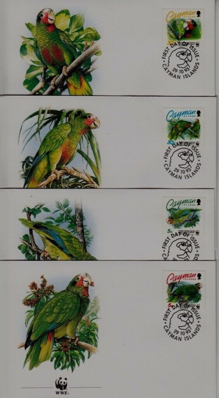 Cayman isl. 668-71 FDC WWF-93/Parrots