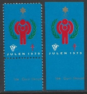 Denmark DJF 1979 Local Xmas TB Seals Perf / Imperf VF-NH, Zero Gum-