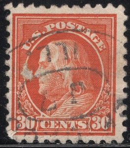 Scott # 439  Lot E965  30c Franklin  orange red   Used