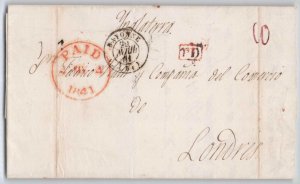 Spain 1836 Anover del Tajo to London via Bayonne France Convention Stampless FL