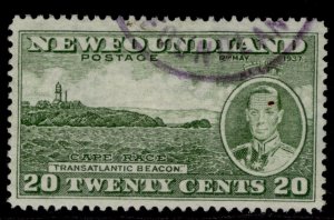 CANADA - Newfoundland GVI SG264e, 20c green, FINE USED. Cat £23. PERF 13½ LINE