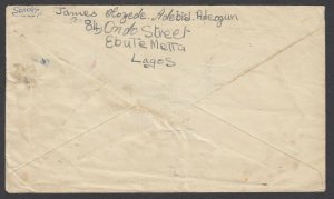 Nigeria 1940s KGVI HAND-DRAWN cover to Chicago Ill