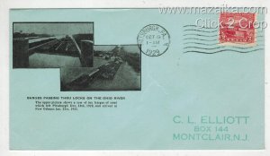 1929 VINTAGE 681-27A OHIO RIVER CANAL ELLIOTT VARIETY BLUE ENV. PITTSBURG PA