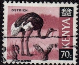 Kenya 28 - Used - 70c Ostrich (1969) (cv $1.85) (2)