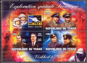 Chad 2013 Space  Voskhod 2 (2) sheet of 3 MNH
