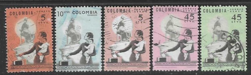 Colombia 745, C434, C448-C450 Used Complete SC$1.25