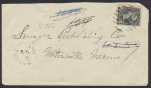 1897 #44 8c SQ Registered Cover Bayside ONT (Hastings) to USA RPO
