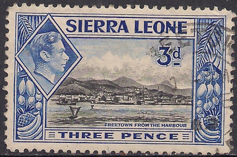 Sierra Leone 1938 - 44 KGV1  3d Black & Ultramarine SG 192 ( G1497 )