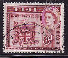 Fiji-SC#155-used-8p carmine lake-QEII Royal Visit-