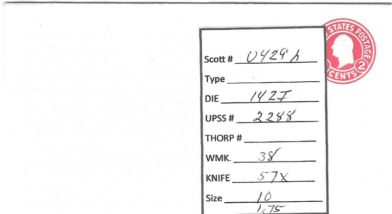Scott# U429h  Die 141 UPSS#2288 US envelope.