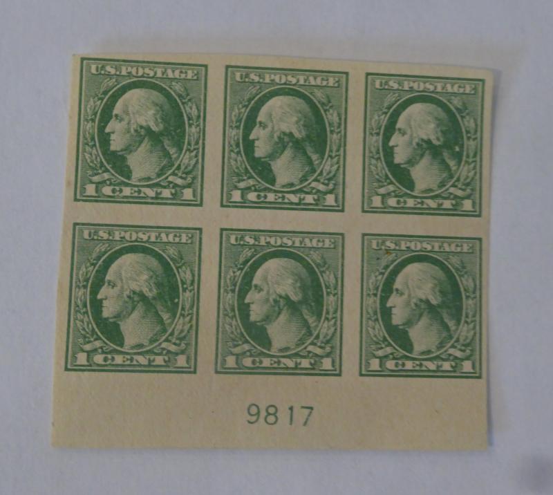 #531 1 cent Washington plate block