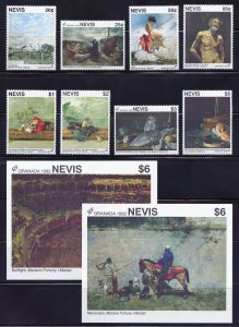 Nevis 718-27 MNH, Spanish Art Set from 1992.