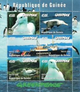 GUINEA 1998 - Marine birds, ships / minisheet MNH