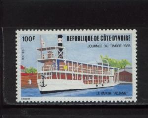 1985 Ivory Coast Riverboat Adjame 738 MNH