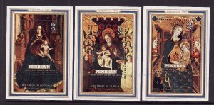 Penrhyn-Sc#B7-9-three unused NH sheets-Christmas-Painting