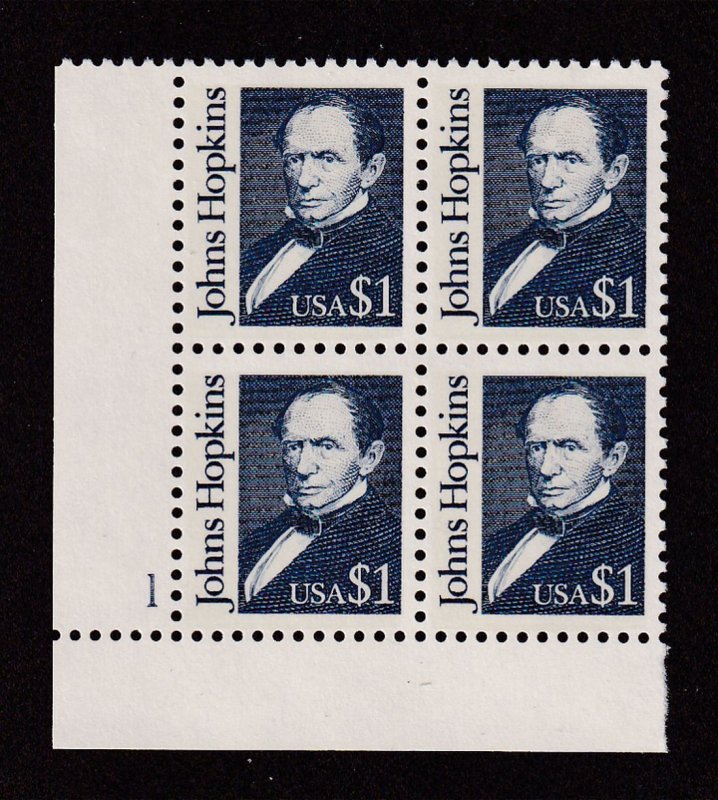 1993 Johns Hopkins $1 Sc 2194 MNH plate block of 4 plate number 1 LL