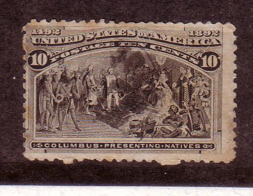 US #237 10c Columbian Exposition, black brown CAT. $9.00