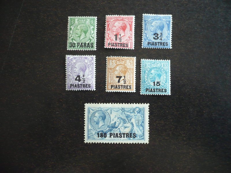 Stamps -British Office in Turkey-Scott#55-60,64-Mint Hinged Part Set of 7 Stamps