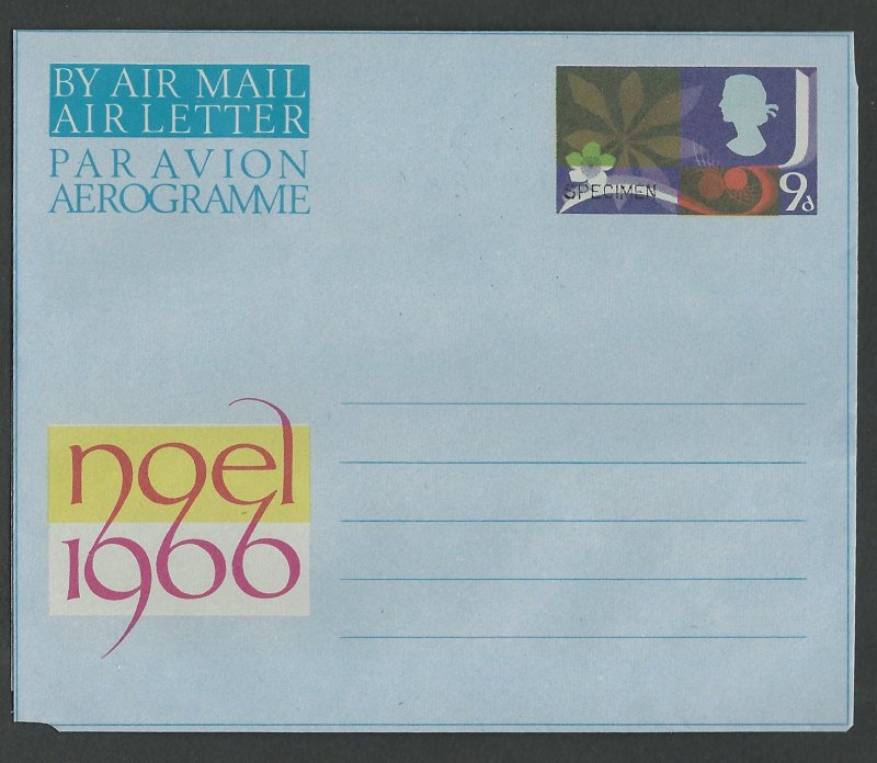 Great Britain Aerogramme  Christmas 1966 SPECIMEN   A21  (1)  Mint