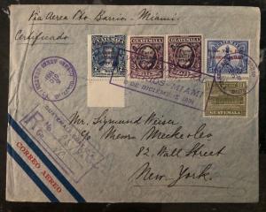 1931 Barrios Guatemala Early Airmail First Flight Cover FFC To Miami Fl USA