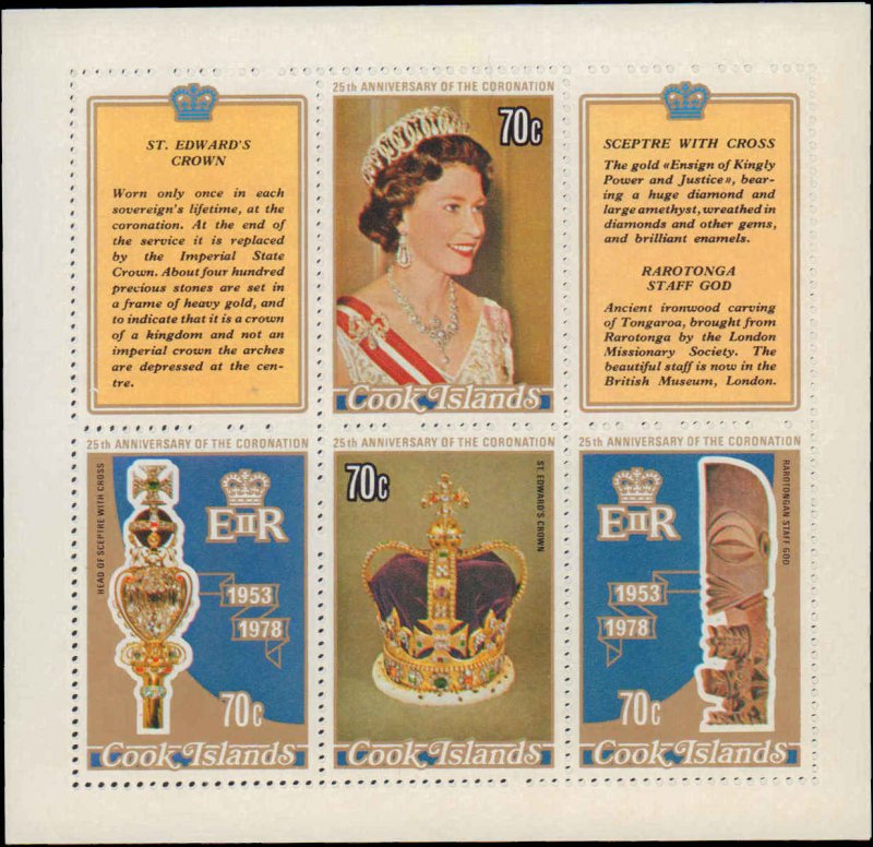 Cook Islands #486-487, Complete Set, Sheets of 4, 1978, Royalty, Never Hinged