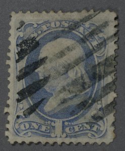 United States #156 Used VF/XF Good Gray Blue Color Diagonal Stripes Cancel
