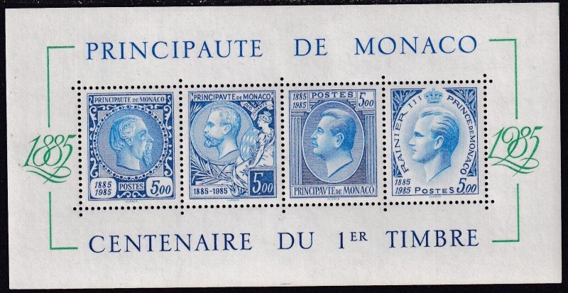 Sc# 1500 Monaco 1985 Postage Stamp Centennial S/S miniature sheet MNH $8.00 